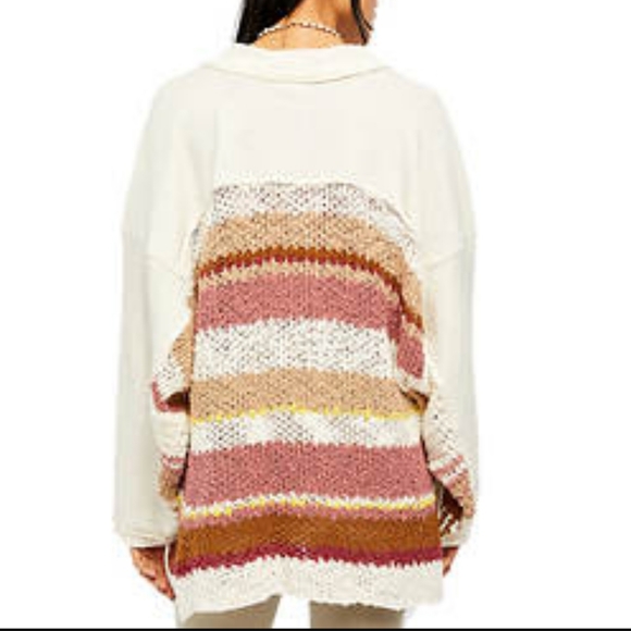 Free People Bayside Knit Drapey Pullover Sweater In Romance Combo Size Large NWT - Picture 9 of 12